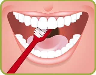 szczotkowanie górnych powierzchni zębów