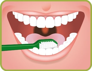 szczotkowanie wewnętrznych powierzchni zębów